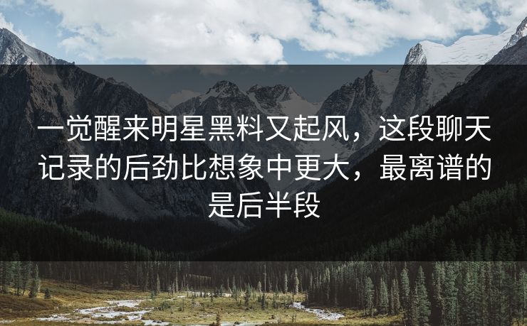 一觉醒来明星黑料又起风，这段聊天记录的后劲比想象中更大，最离谱的是后半段